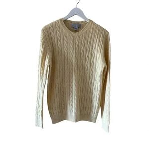 Sutton Studio Cashmere Cable Knit Cream Ivory Crewneck Swearer SZ XL #2255